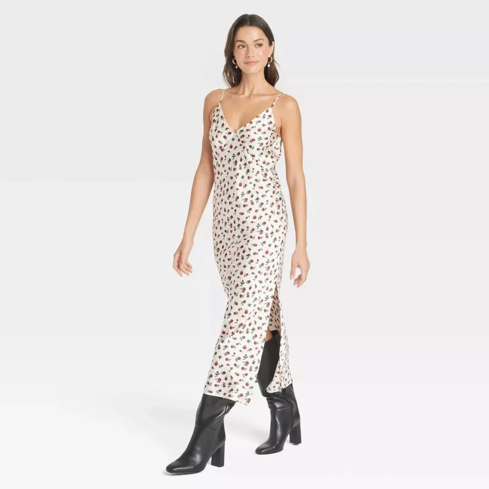 A New Day Women's Midi Slip Dress in Rose Floral NEW! - Picture 1 of 2